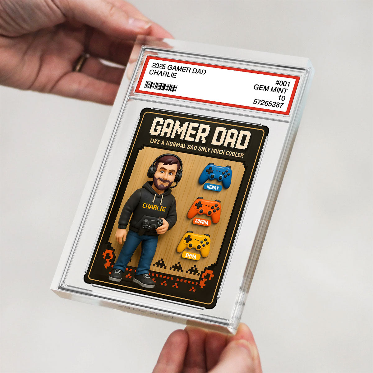Gamer Dad Trading Card Personalized Acrylic Block Plaque, Father's Day Gift for Gamer Dad