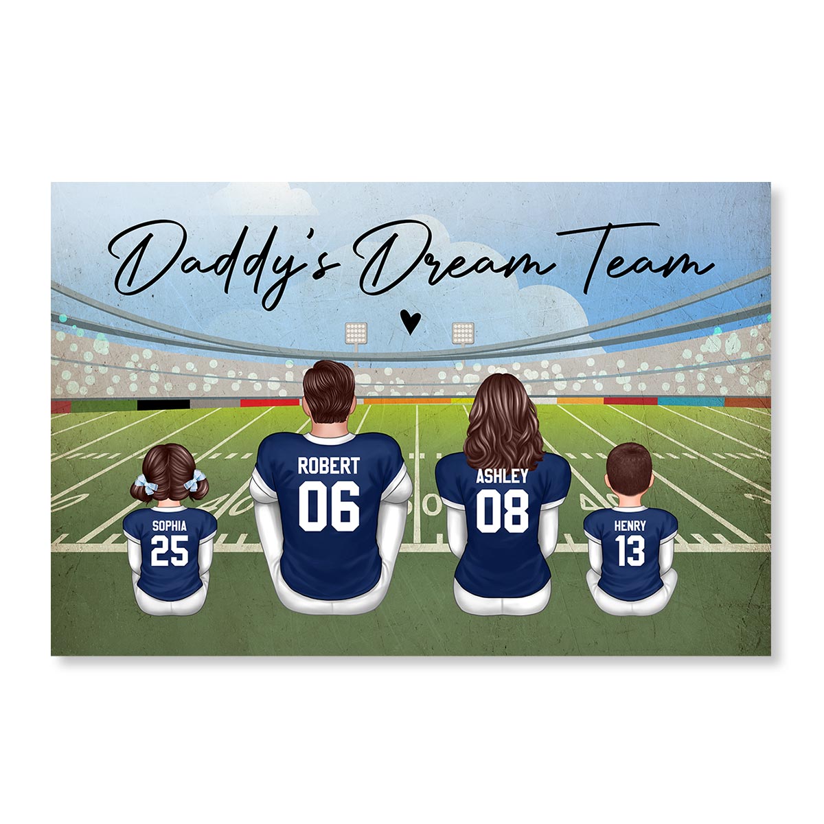 American Football DAD GRANDPA Dream Team Personalized Poster, Unique 2025 Father's Day Gift For Dad, For Grandpa, For Husband