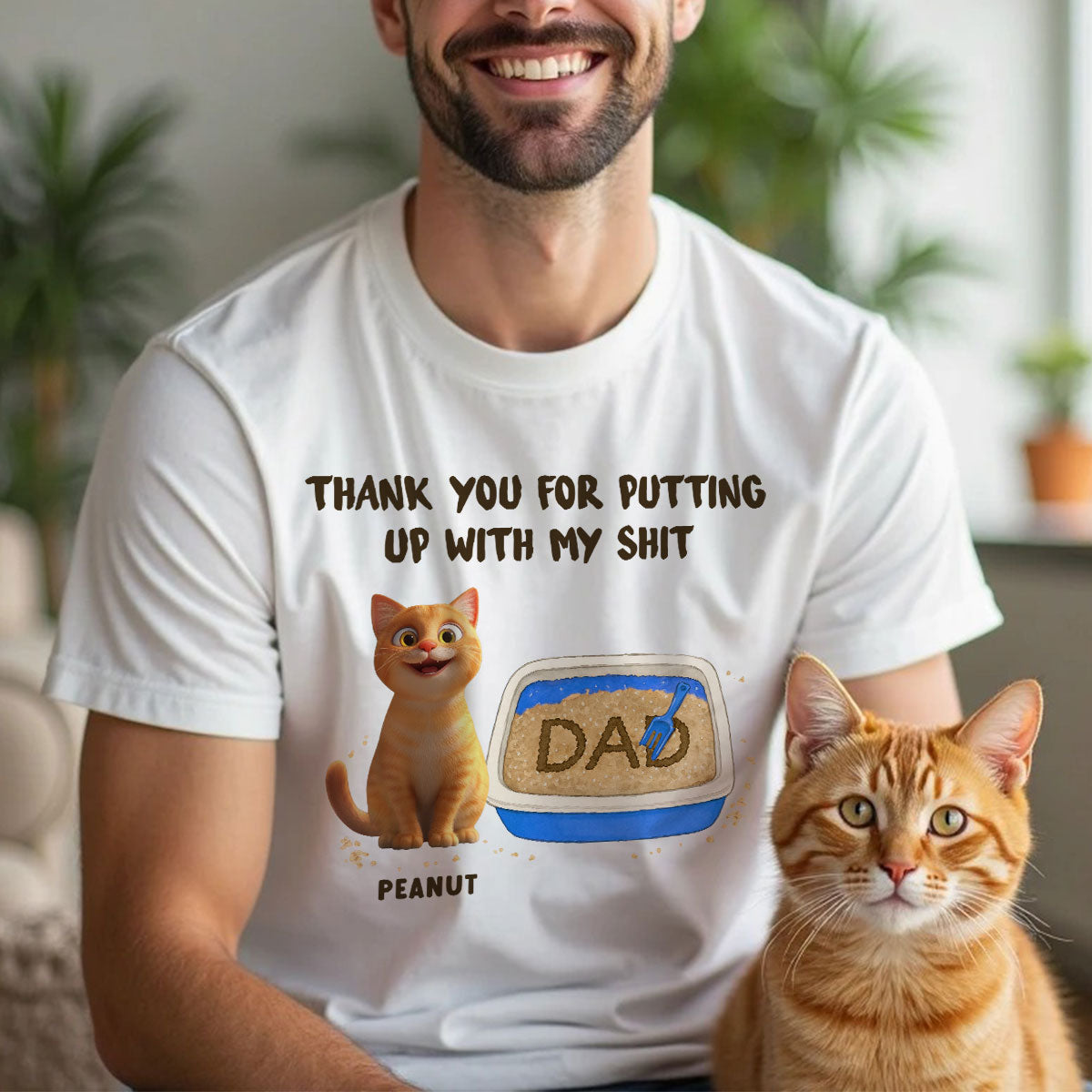 Thank You for Putting up with My Shit Personalized Shirt, Funny Father's Day Gift for Cat Dad