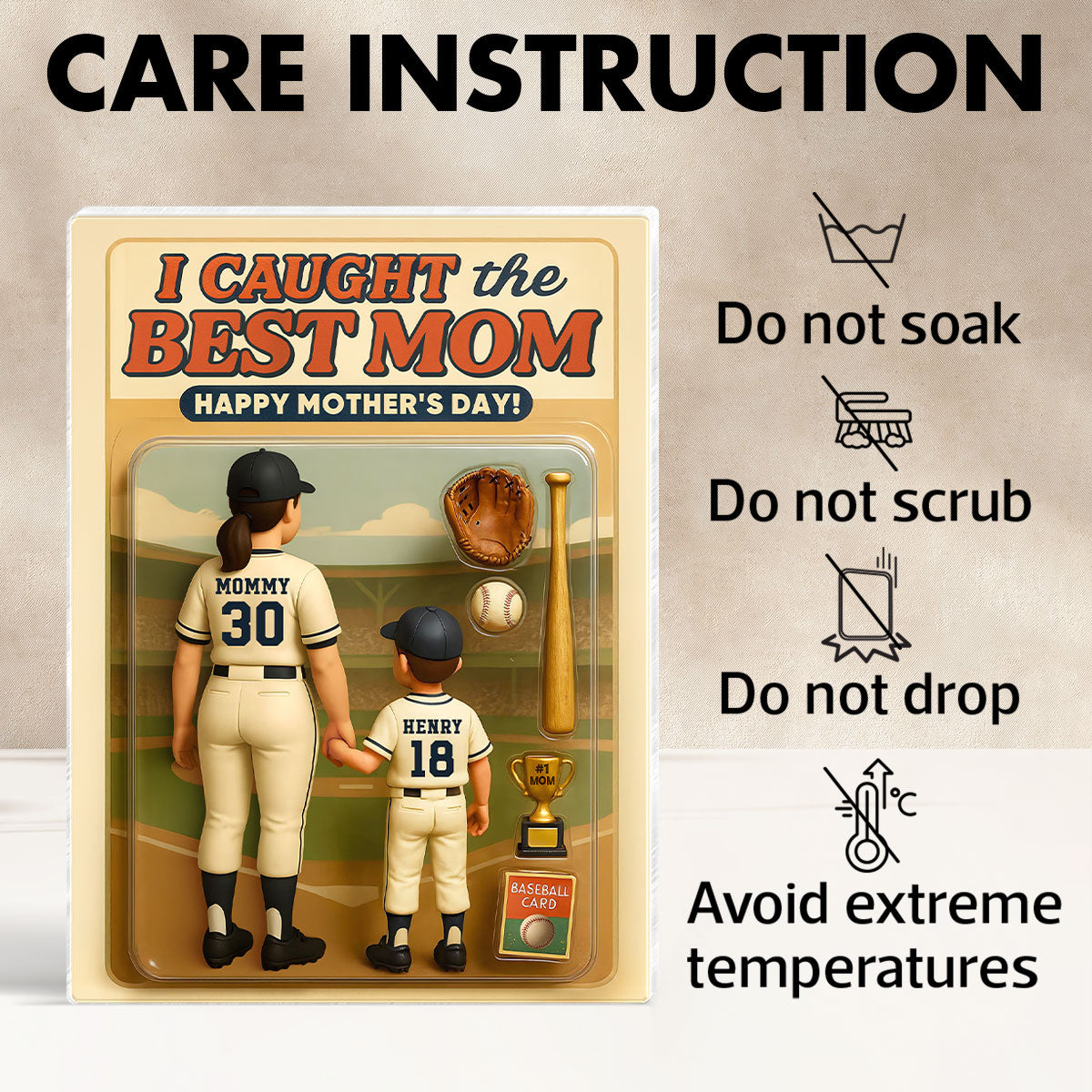 We Caught the Best Mom Baseball Custom Figure Personalized Acrylic Block Plaque, Gift for Mom, Gift for Wife