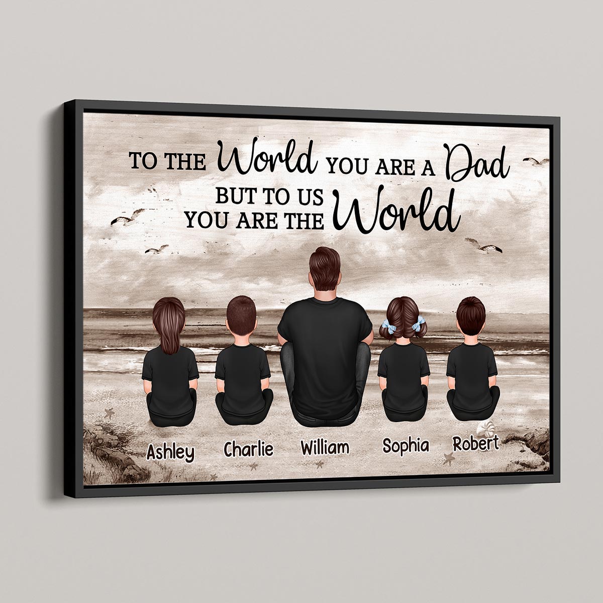 Dad And Sons Daughters Retro Vintage Beach Personalized Poster| Heartfelt Gift For Dad, For Husband
