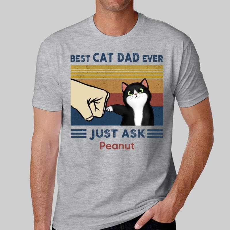 Father’s Day 2025 Gift for Cat Dads - Custom Cat Fist Bump Personalized Shirt