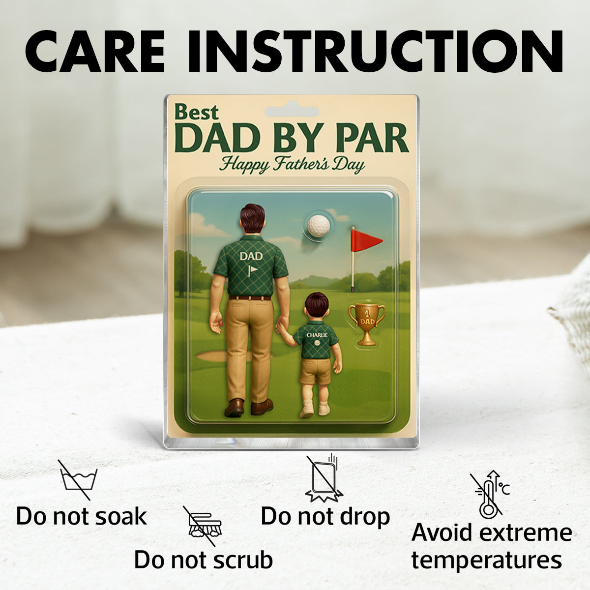 Best Dad By Par Golf Custom Figure Personalized Acrylic Block Plaque, Father's Day Gift for Dad, Gift for Husband