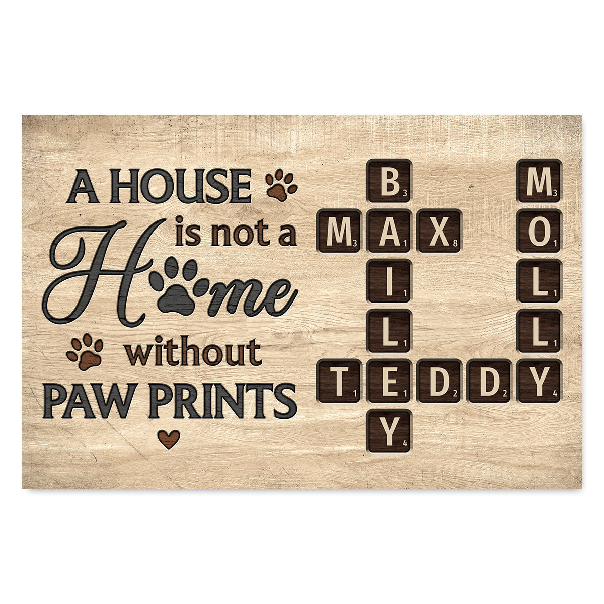 Pet Lover Home Decor Home With Paw Prints Crossword Puzzle Art Personalized Poster