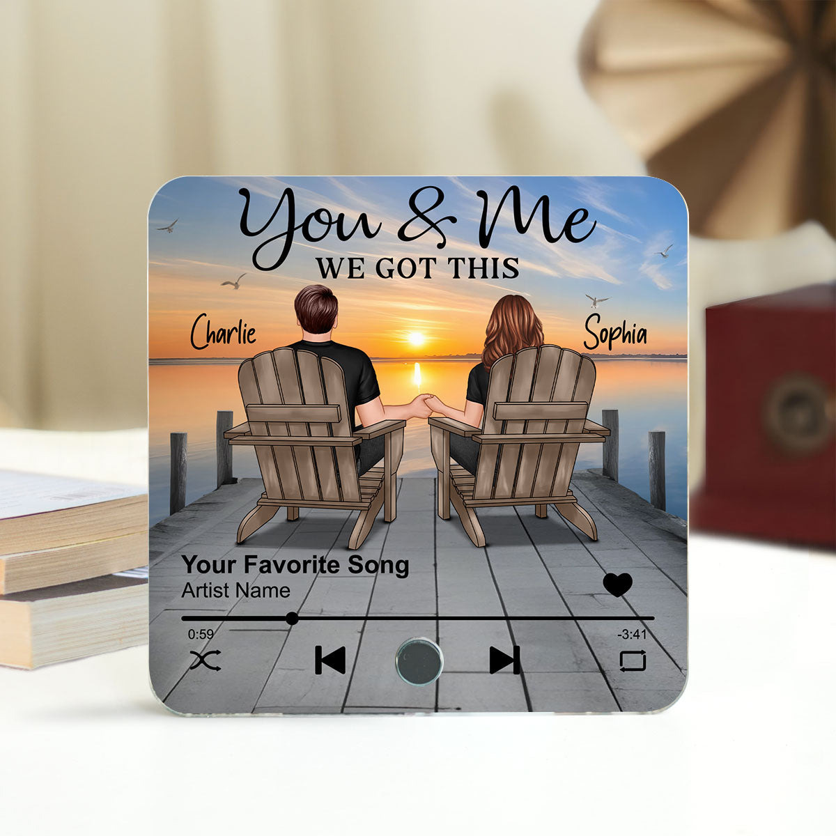 Eternal Love Couple Sitting On The Lake Dock Personalized Music Fridge Magnet, Heartfelt 2025 Gift For Couple, For Him, For Her, Boyfriend, Girlfriend, Husband, Wife