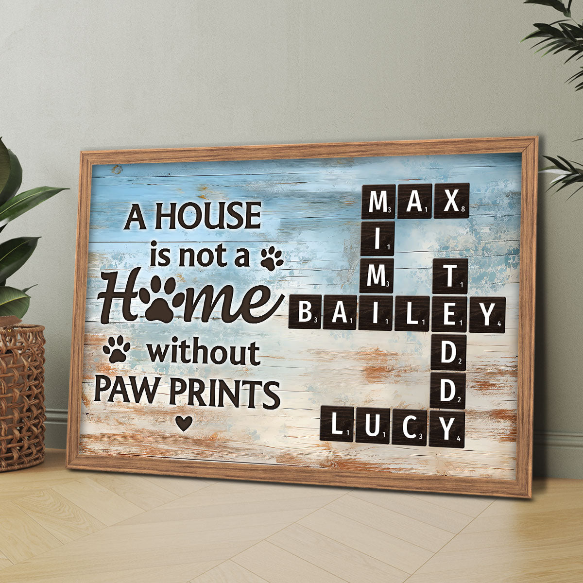 Home With Paw Prints Pet Crossword Puzzle Art Personalized Poster