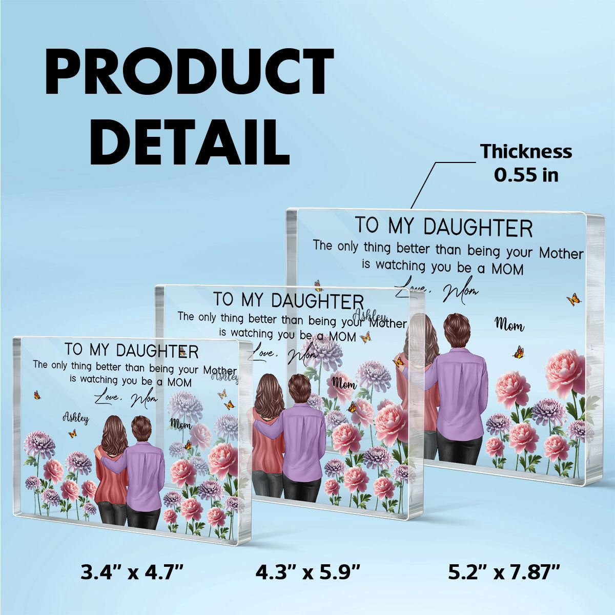 To My Daughter From Mom Happy Mother's Day Birth Flower Personalized Acrylic Block Plaque, Gift For Daughter