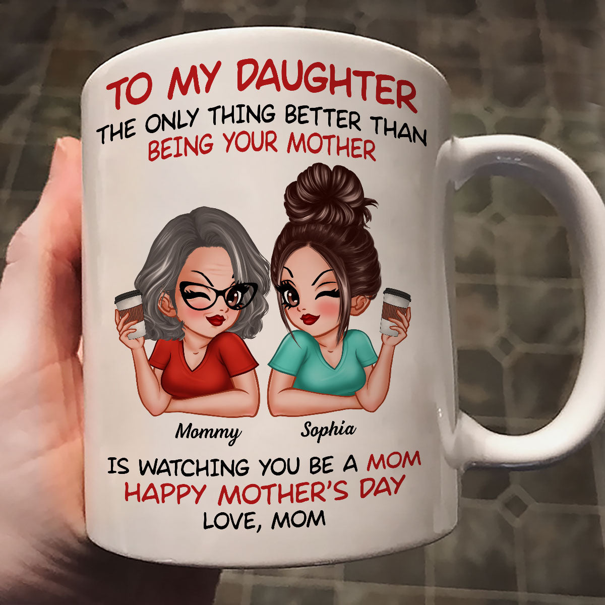 Watching You Be A Mom Personalized Mug, Heartfelt Gift For Daughter