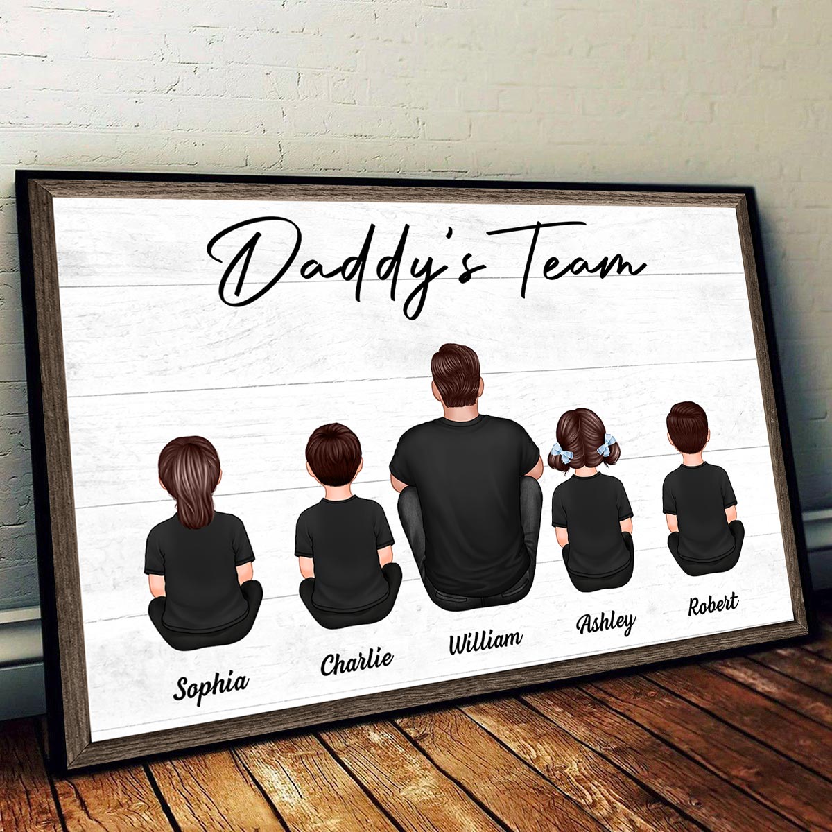 Daddy‘s Team Family Sitting Personalized Poster| Heartfelt Birthday Day Gift For Dad, Husband, Grandpa