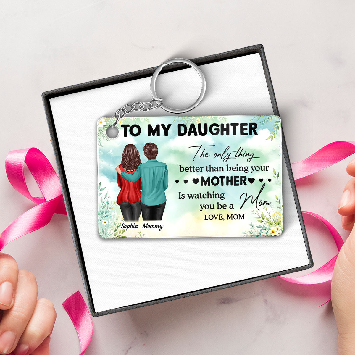 To My Daughter From Mom Personalized Acrylic Keychain, Heartfelt Gift For Daughter