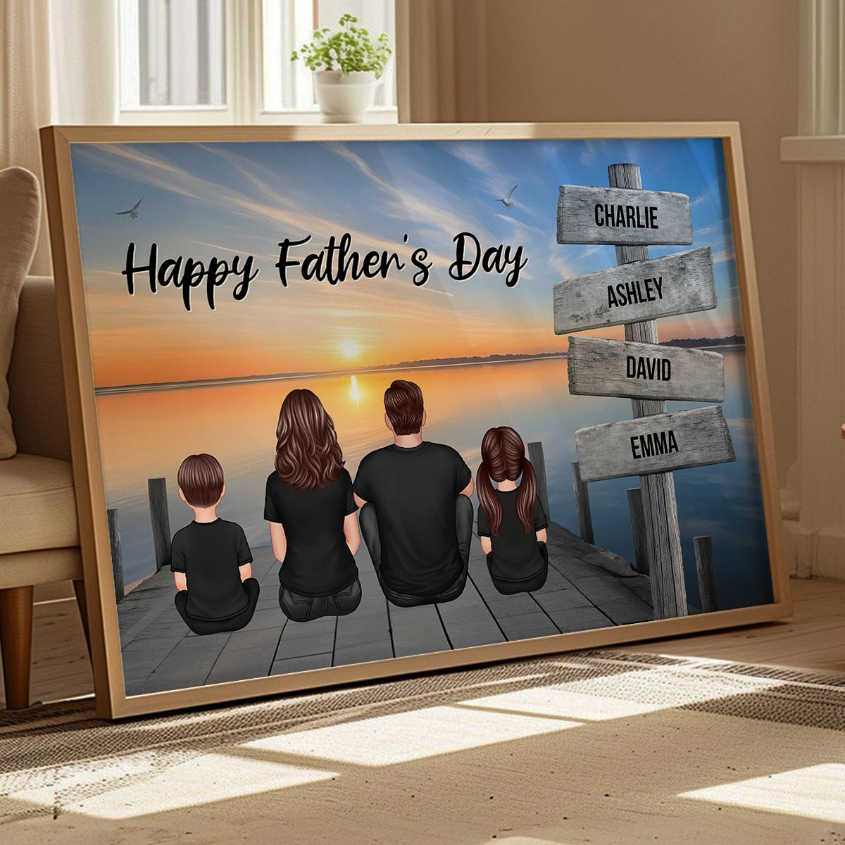 Retro Vintage Family A Little Whole Lot of Love Sign Posts Personalized Poster, Unique 2025 Father's Day Gift For Dad, Husband
