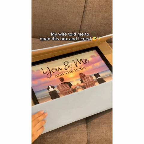 You Me And The Dogs Cats Beach Landscape Personalized Poster, Heartfelt 2025 Gift, Anniversary Gift, Birthday Gift For Him, For Her, Boyfriend, Girlfriend, Husband, Wife