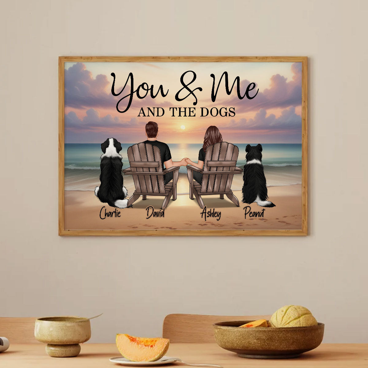 You Me And The Dogs Cats Beach Landscape Personalized Poster, Heartfelt 2025 Gift, Anniversary Gift, Birthday Gift For Him, For Her, Boyfriend, Girlfriend, Husband, Wife