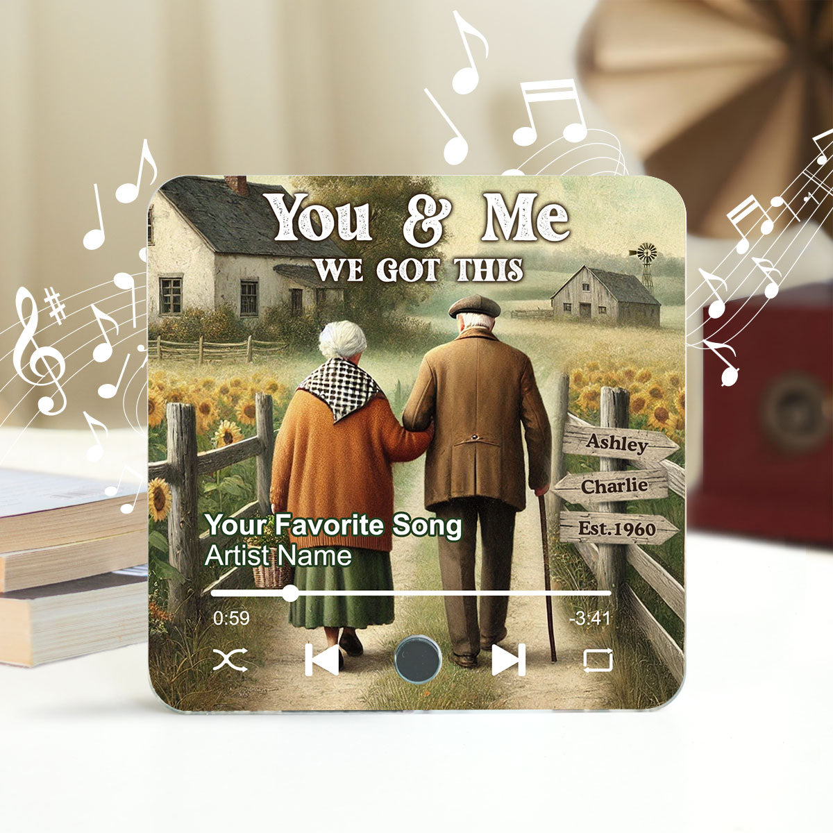 Eternal Love Couple Growing Old Together Personalized Music Fridge Magnet, Heartfelt 2025 Gift, Anniversary Gift For Couple, For Him, For Her, Husband, Wife