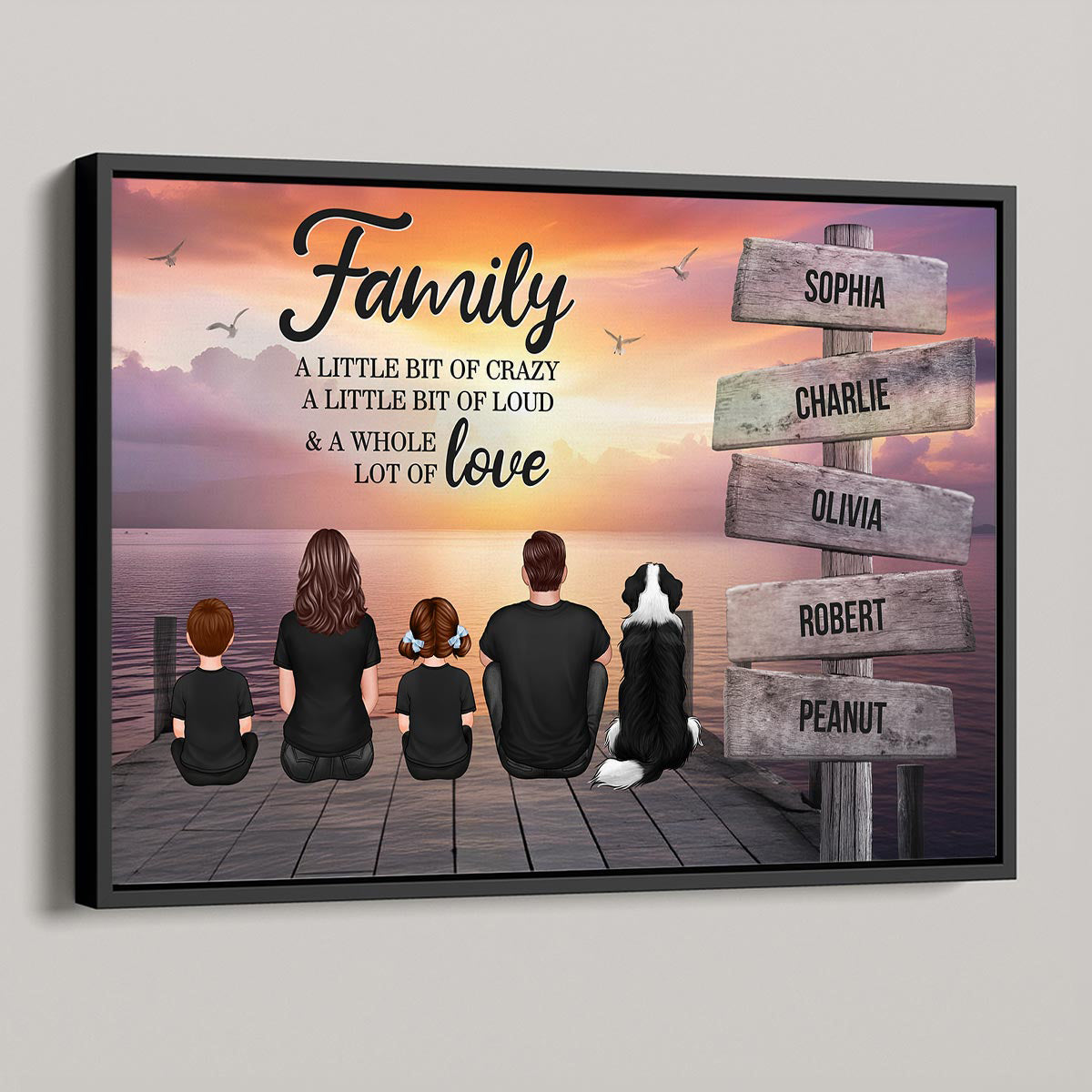 Retro Vintage Family A Little Whole Lot of Love Sign Posts Personalized Poster, Unique 2025 Father's Day Gift For Dad, Husband