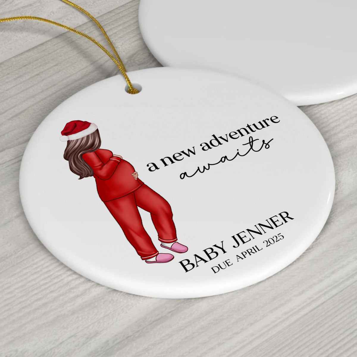 Pregnant Mom Baby Bump's First 2025 Ornament, Personalized Gifts Family, Pregnant Ornament