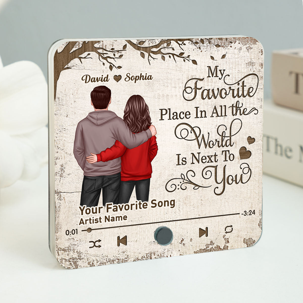 Favorite Place In The World Couple Standing Back View Personalized Music Fridge Magnet, Heartfelt 2025 Gift, Anniversary Gift For Couple, For Him, For Her, Husband, Wife