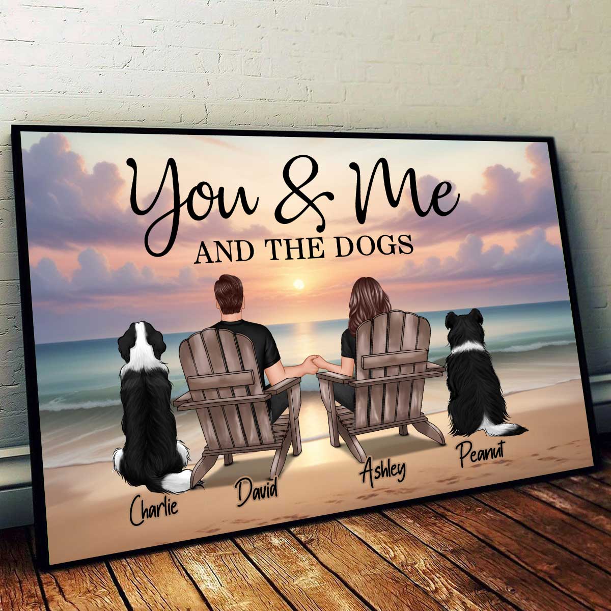 You Me And The Dogs Cats Beach Landscape Personalized Poster, Heartfelt 2025 Gift, Anniversary Gift, Birthday Gift For Him, For Her, Boyfriend, Girlfriend, Husband, Wife