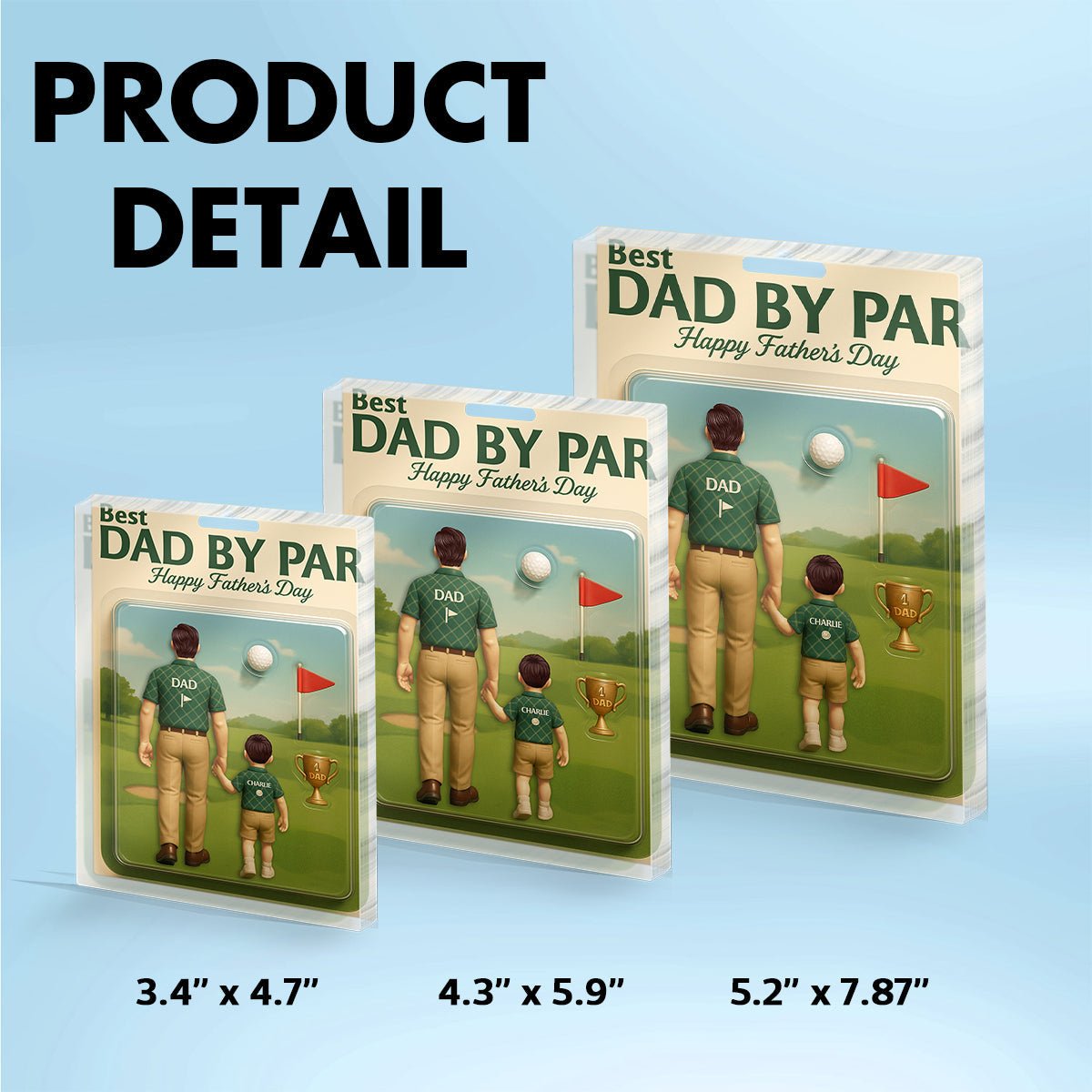 Best Dad By Par Golf Custom Figure Personalized Acrylic Block Plaque, Father's Day Gift for Dad, Gift for Husband
