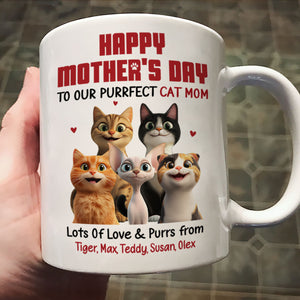 To Our Perfect Cat Mom Adorable Cartoon Cats Personalized Mug, Unique Gifts For Cat Moms