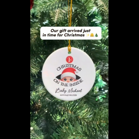 Personalized Baby's First Christmas On the Inside Ornament, Custom Pregnancy Reveal Ornament, New Year Gift For Expecting Parents