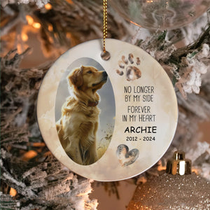Christmas Pet Memorial No Longer By My Side Forever In My Heart Ceramic Ornament