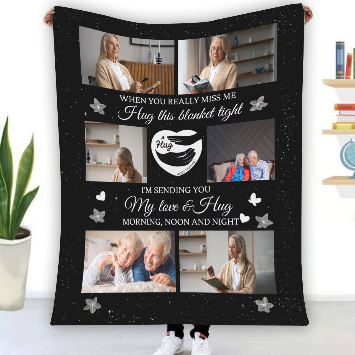 A Hug From Heaven Memorial Gift, Personalized Memorial Dad Blanket