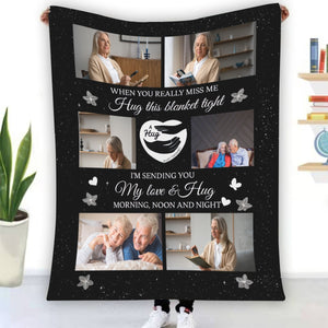 A Hug From Heaven Memorial Gift, Personalized Memorial Dad Blanket