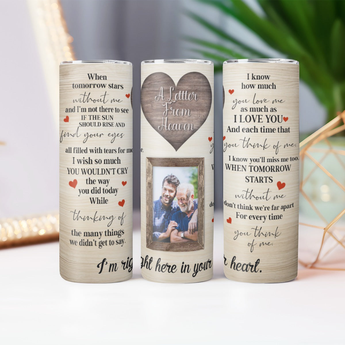 A Letter From Heaven Memorial - Personalized 20 oz Skinny Tumbler With Sliding Lid