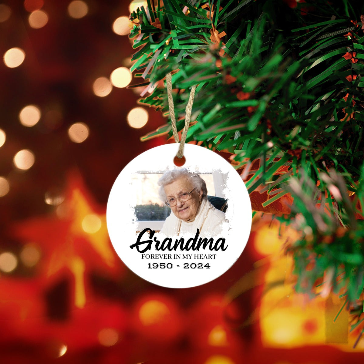 Personalized Memorial Ornament, Grandma Loss Acrylic Ornament, Grandma Remembrance Ceramic Ornament