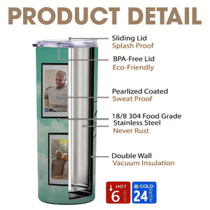 Green Photo Memorial Design Skinny Tumbler 20oz