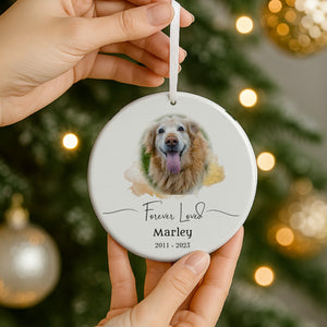 Watercolor Pet Memorial Add Photo Ceramic Ornament