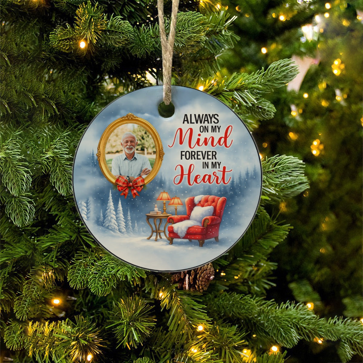 Always In My Mind Memorial Ceramic Ornament
