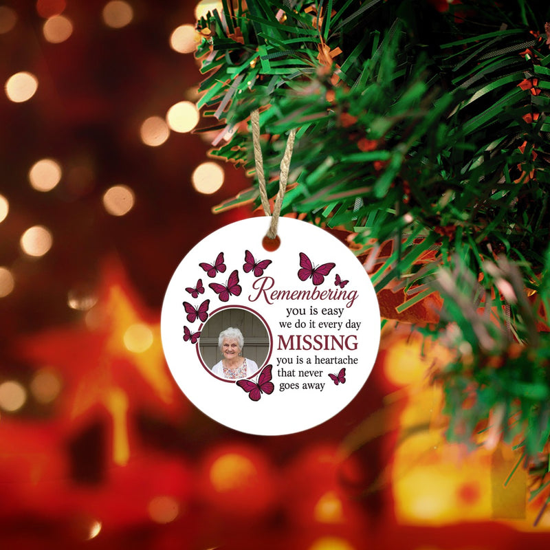 Memorial - Customized Round Christmas Ceramic Ornaments