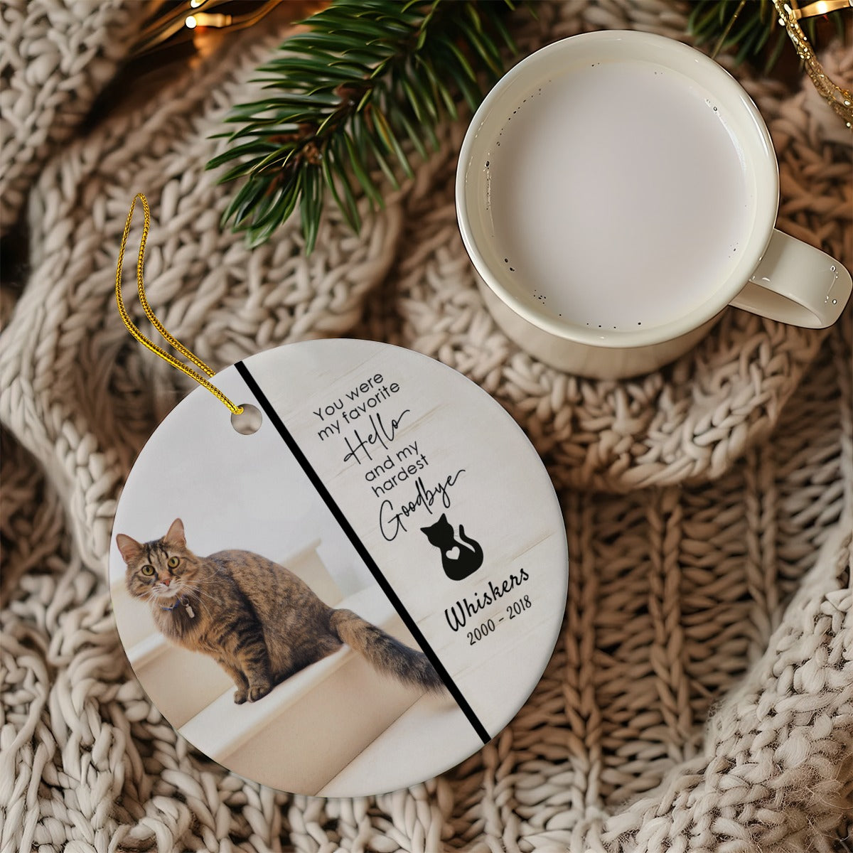 Memorial Cat Add Photo Pet Canadian Ceramic Ornament