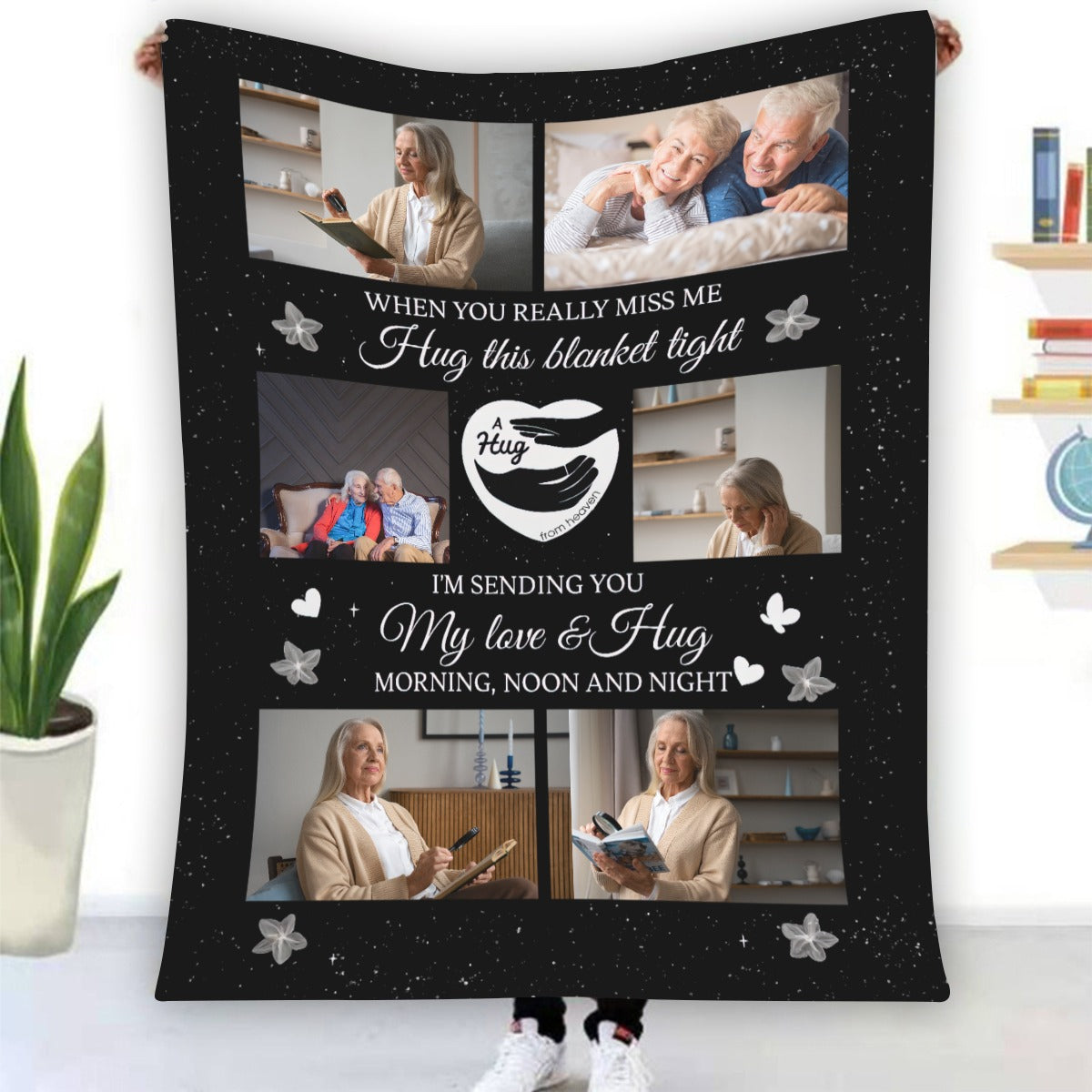 A Hug From Heaven Memorial Gift - Personalized Memory Photo Blanket