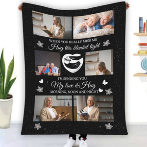 A Hug From Heaven Memorial Gift - Personalized Memory Photo Blanket