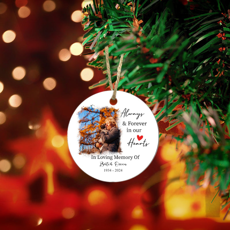 Always & Forever In Our Hearts Personalized Memorial Ceramic Ornament