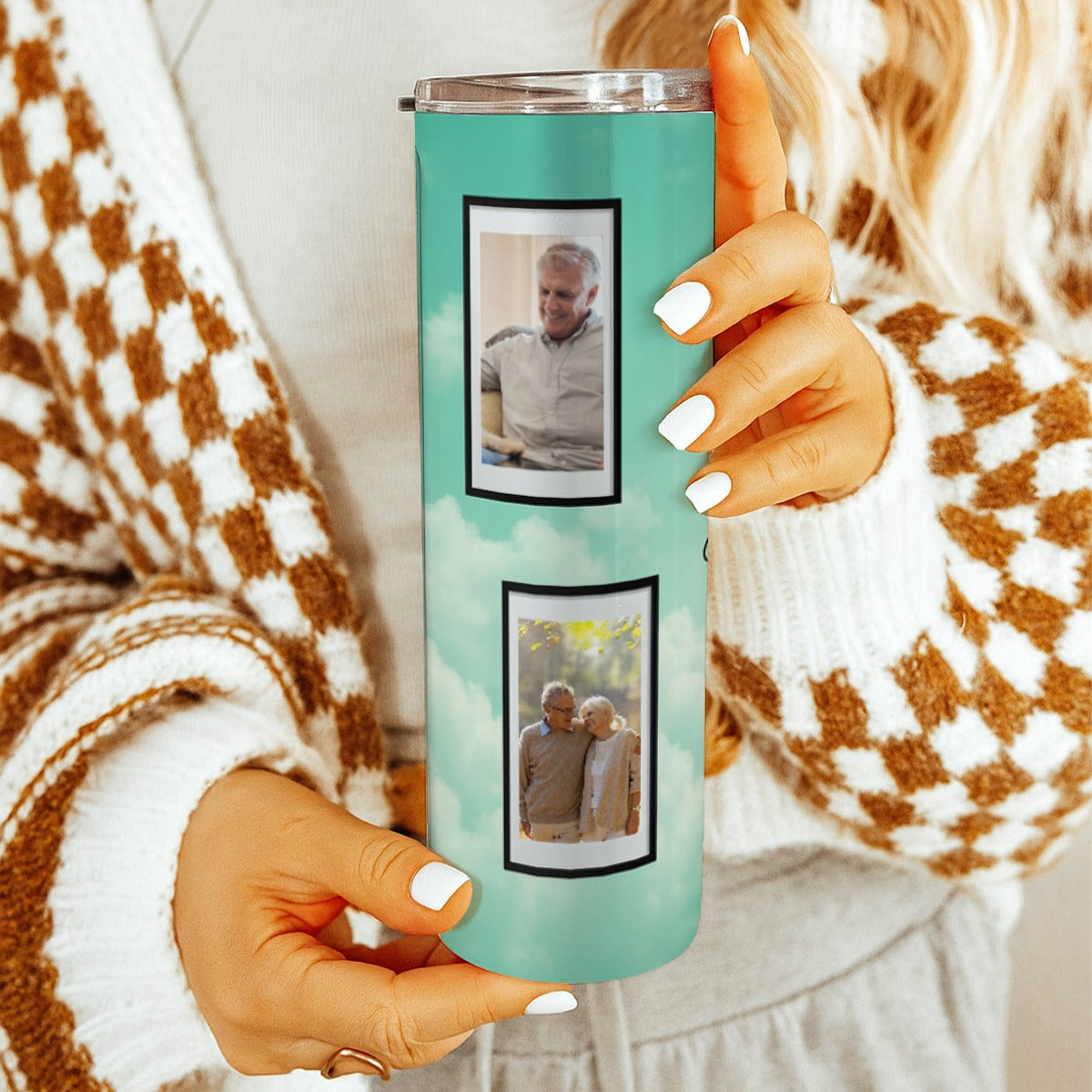 Green Photo Memorial Design Skinny Tumbler 20oz