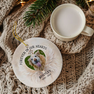 Christmas Pet Memorial Custom Photo Forever In Our Hearts Ceramic Ornament