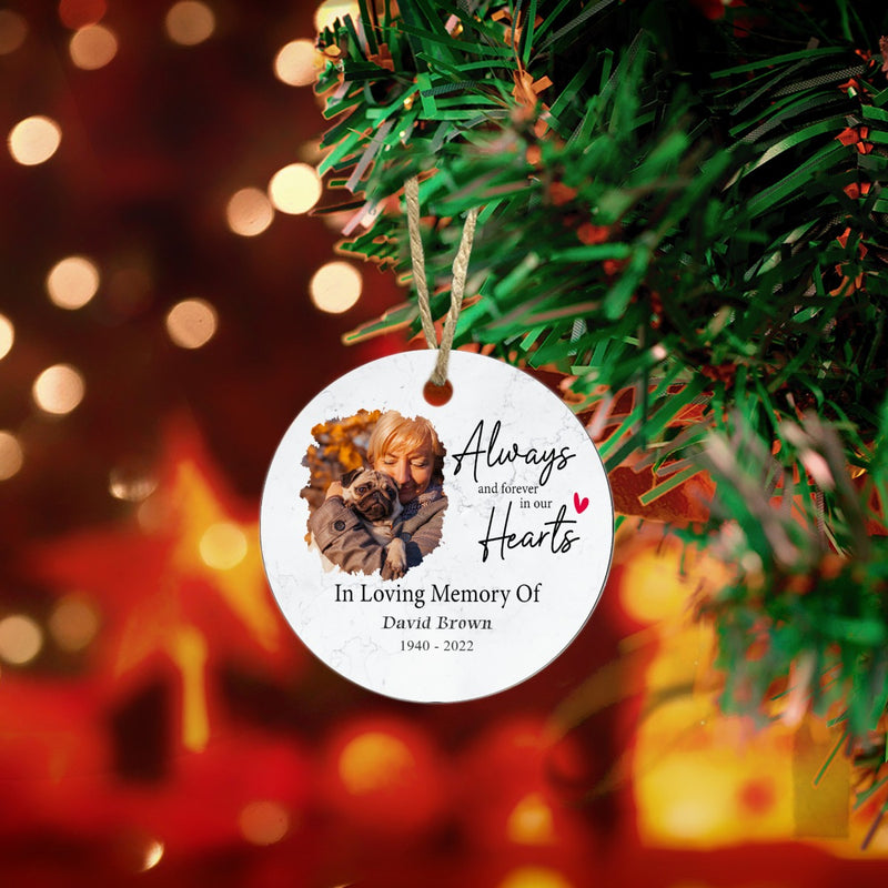 Forever In Our Hearts Remembrance Memorial Ceramic Ornament