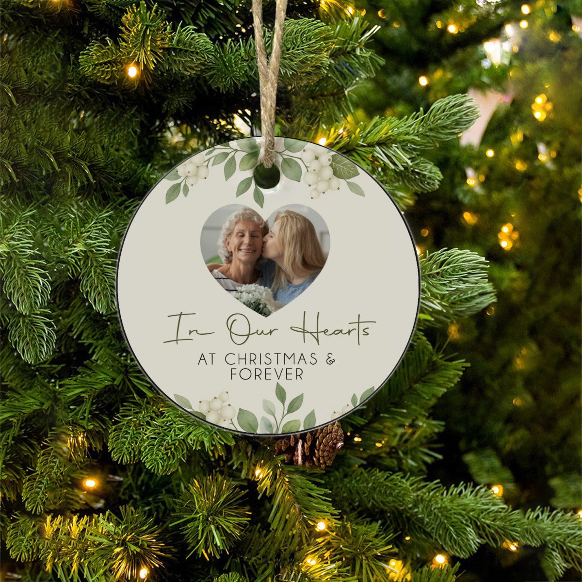 Floral In Our Hearts Memorial Ceramic Ornament