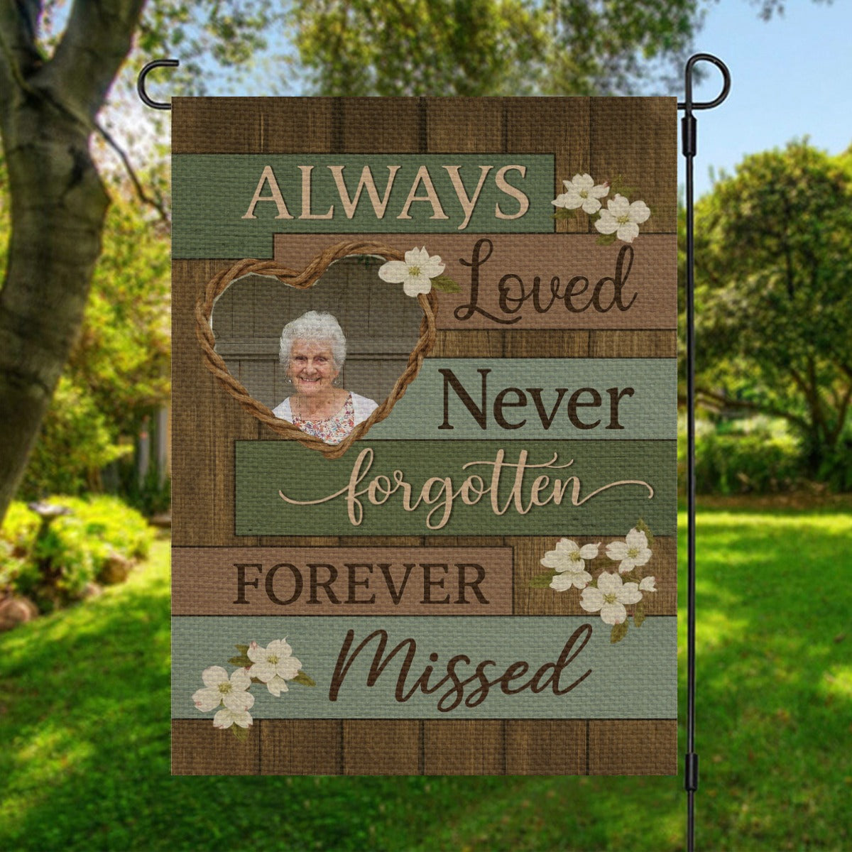 Always Loved Never Forgotten - Personalized Photo Name Flag