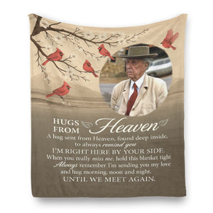 Hugs From Heaven Until We Meet Again - Personalized Photo Blanket