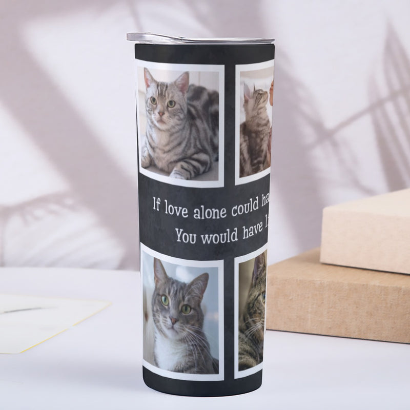 Cat Memorial - Personalized 20 oz Skinny Tumbler With Sliding Lid