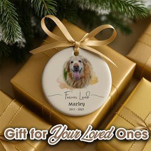 Watercolor Pet Memorial Add Photo Ceramic Ornament