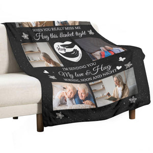 A Hug From Heaven Memorial Gift, Personalized Memorial Dad Blanket