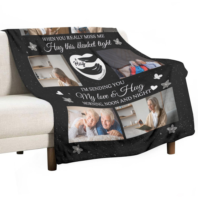 A Hug From Heaven Memorial Gift, Personalized Memorial Dad Blanket