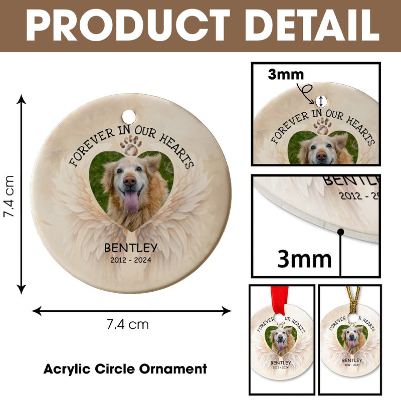 Christmas Pet Memorial Custom Photo Forever In Our Hearts Ceramic Ornament