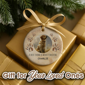 Christmas Pet Memorial ls Best Friend is Never Forgotten Ceramic Ornament